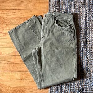 Garage Clothing Highwaisted Wide Leg Green Denim Pant